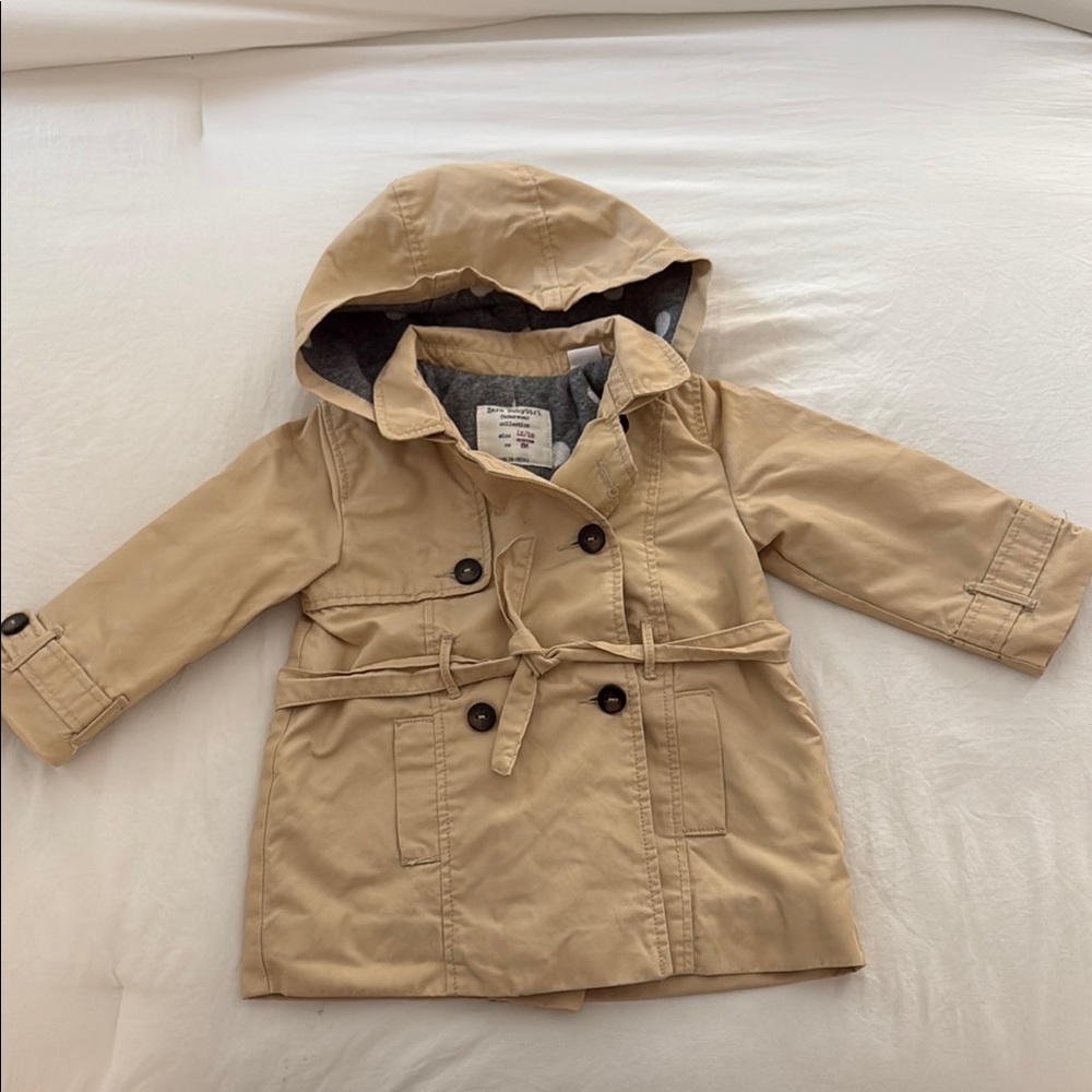 Zara Tan Raincoat with Hood and Belt